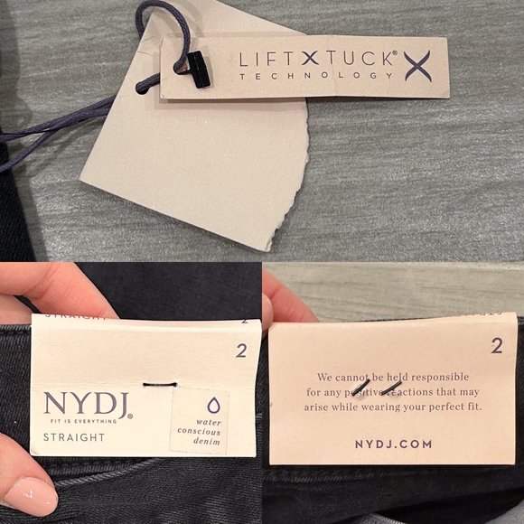 NYDJ Marilyn Mid-Rise Straight Jeans w/ Trouser Detail in Glenbrook Dark Gray - Picture 4 of 16